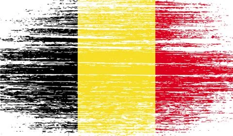 Flag of Belgium with old texture. Vector Illustrazione stock