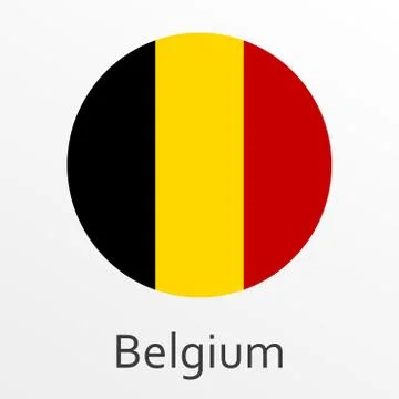 Flag of Belgium round icon, badge or button. Belgian national symbol. Vector Stock Illustration
