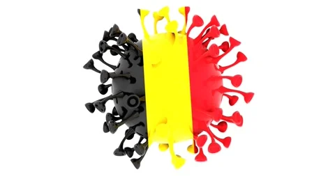 Flag of Belgium on Seamless looping 3D animation of the covid-19 Corona Virus Stock Footage 166460831
