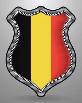 Flag of Belgium. Vector Badge and Icon Stock Illustration