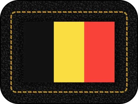 Flag of Belgium. Vector Icon on Black Leather Backdrop Stock Illustration