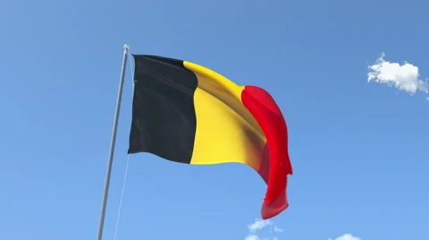 The flag of Belgium Waving on the Wind. Stock Footage 40493577