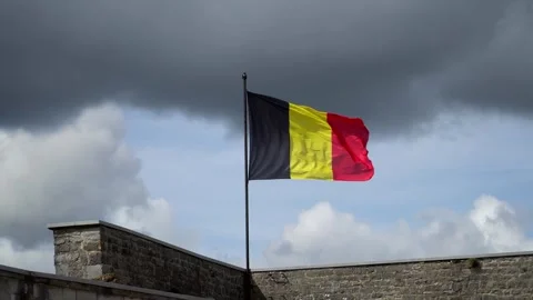 Flag of Belgium - Waving in the Wind Stock Footage 297582384