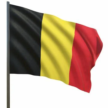 Flag of Belgium waving in the wind on a white background 3d-rendering イラスト素材