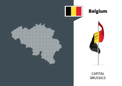 Flag of Belgium on white background. Dotted map of Belgium Stock-Illustration
