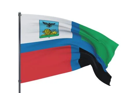 Flag of Belgorod Oblast. 3D illustration isolated on white background. Flags of Illustrazione stock