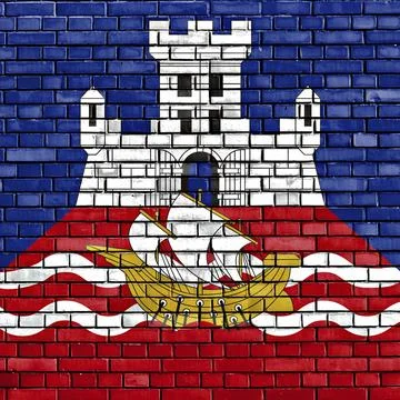 Flag of Belgrade painted on brick wall Stock Illustration