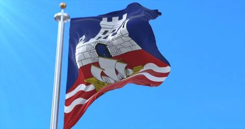 Flag of Belgrade, Serbia. Loop Stock Illustration