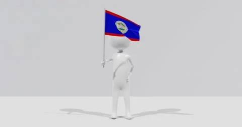 Flag of Belize. 3D Character holding and waving Portuguese flag 4K UHD 60FPS Stock Footage 222555793