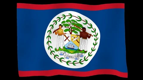 Flag of Belize, 60 fps, slow motion, lopped, alpha channel Stock Footage 100536364