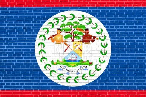 Flag of Belize on brick wall texture background Stock Illustration