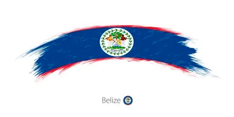 Flag of Belize in rounded grunge brush stroke. Stock Illustration