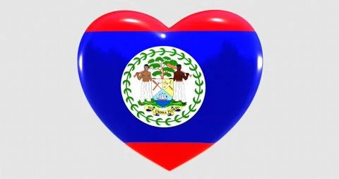 Flag of Belize on turning Heart 3D Loop Animation with Alpha Channel 4K UHD Stock Footage 168279138
