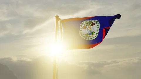 Flag of Belize Waving, Realistic Animation, 4K UHD 60 FPS Slow-Motion Stock Footage 129229357