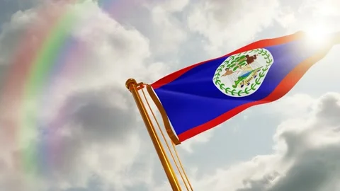Flag of Belize Waving, Realistic Animation, 4K UHD 60 FPS Slow-Motion Vidéo 131769007