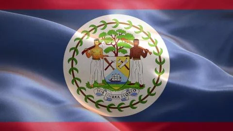Flag of Belize waving in the wind. 3D Waving flag design. Stock Illustration