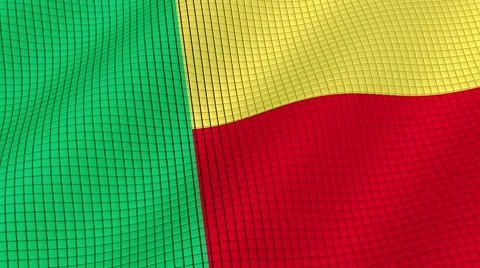 Flag of Benin is developing waves. Looped. Full HD 1080. Stock Footage 55157365