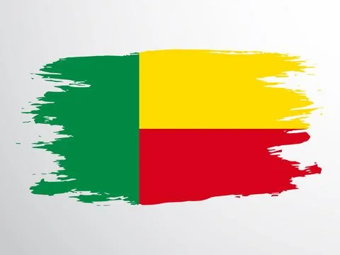 Flag of Benin hand drawn with a brush Stock Illustration