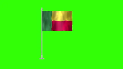 Flag of Benin , Pole flag of Benin on Green screen chroma key, Benin 3D Ani.. Stock Footage 263979698