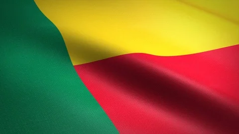 Flag of Benin. Waving flag with highly detailed fabric texture seamless loopable Stock Footage 121537133