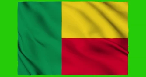 Flag of Benin waving on a samless loop over an easily removable background Stock Footage 98370860