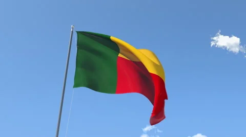The flag of Benin Waving on the Wind. Stock Footage 40522592