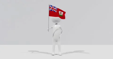 Flag of Bermuda. 3D Character holding and waving Portuguese flag 4K UHD 60FPS Stock Footage 222555803