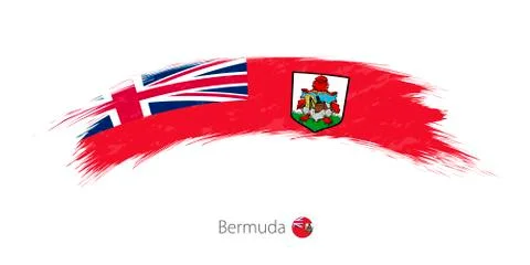 Flag of Bermuda in rounded grunge brush stroke. Stock Illustration