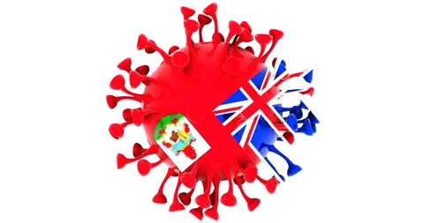 Flag of Bermuda on Seamless looping 3D animation of the covid-19 Corona Virus Stock Footage 166460867