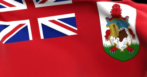 Flag of Bermuda Waving 3D Animation Close up, 4K UHD 60 FPS Stock Footage 160422607