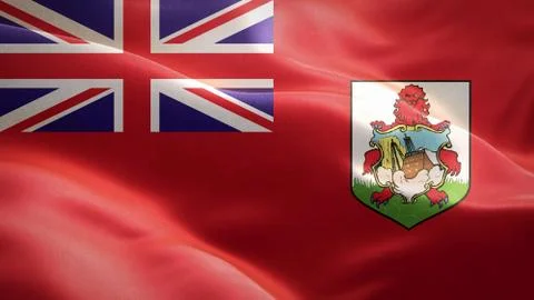 Flag of Bermuda waving in the wind. 3D Waving flag design. Stock Illustration