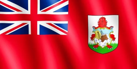 Flag of Bermuda waving in the wind Stock Illustration