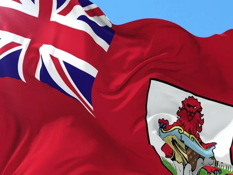Flag of Bermuda waving at wind in slow, loop Stock Footage 81216920