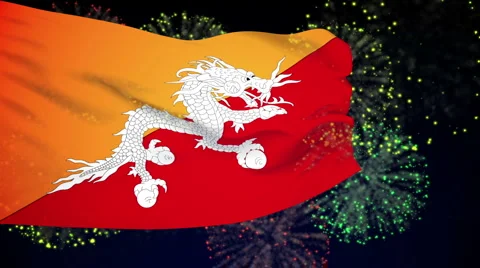 Flag of Bhutan Stock Footage 1050843