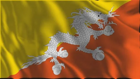 Flag of Bhutan waving slowly Video stock 337722554