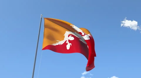 The flag of Bhutan Waving on the Wind. Video stock 40517108