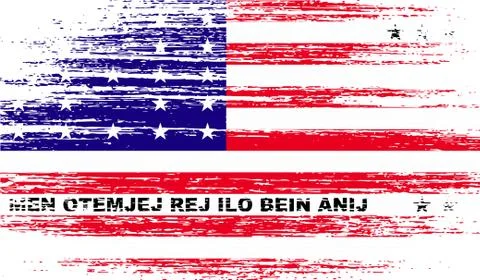 Flag of Bikini Atoll with old texture. Stock Illustration