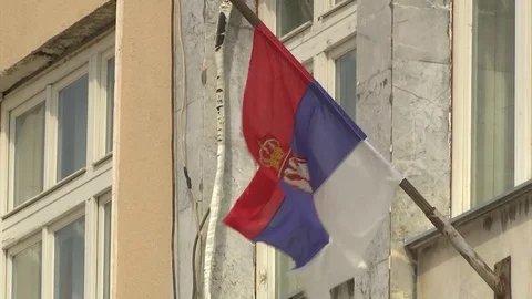 Flag on bilding Stock Footage 129491074