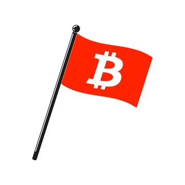 Flag of Bitcoin symbol on the stick Stock Illustration