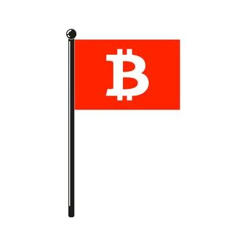 Flag of Bitcoin symbol on the stick Stock Illustration