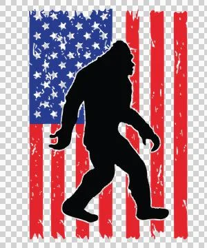 Flag Black Silhouette Of A Creature Walking Over stars Ilustração Stock
