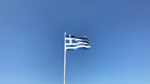 Flag blowing in the wind (Greece) Stock Footage 155625581