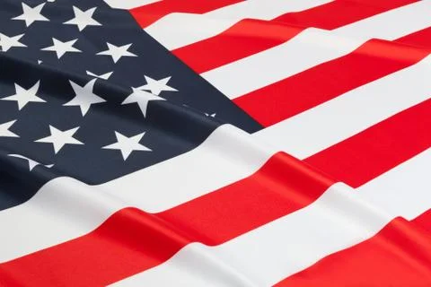 Flag blowing in the wind. Part of ruffled flag series - United States of Amer Fotos de archivo