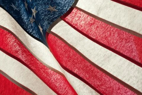 Flag blowing in the wind. Part of ruffled flags against series - United State Foto stock