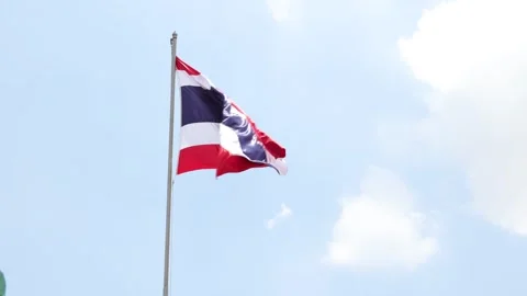 The flag is blowing in the wind on sky background Stock Footage 310864832