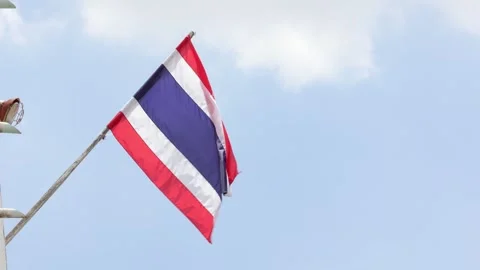 The flag is blowing in the wind on sky background Stock Footage 310864839