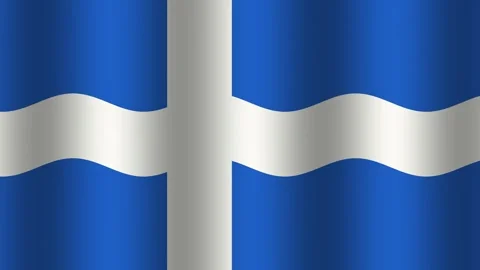 Flag with blue and white design featuring cross patterns Stock Footage 338188979