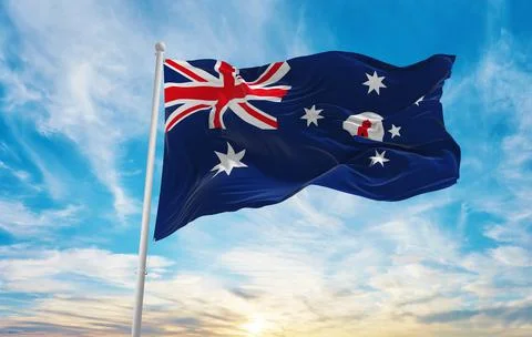 Flag of Blue Ensign of Commonwealth Lighthouse Service, Australia at cloudy s Stock Illustration