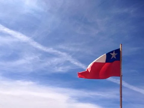 Flag blue sky clouds red Stock Photos