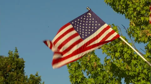 Flag with blue sky Stock Footage 54622396